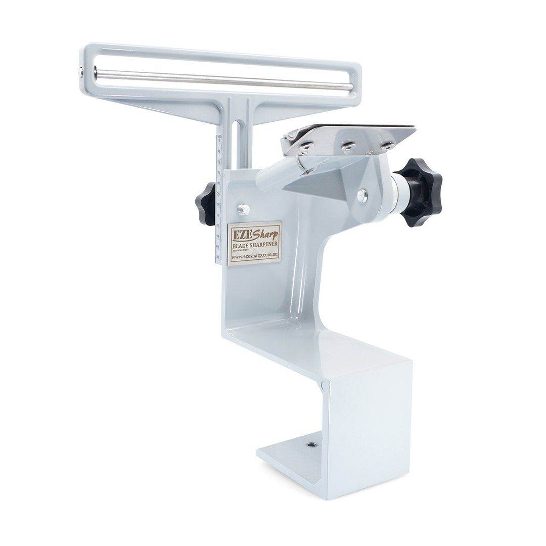 EZESharp Blade Sharpener with 100mm Flip-Over allows you to mount kitchen knives with ease