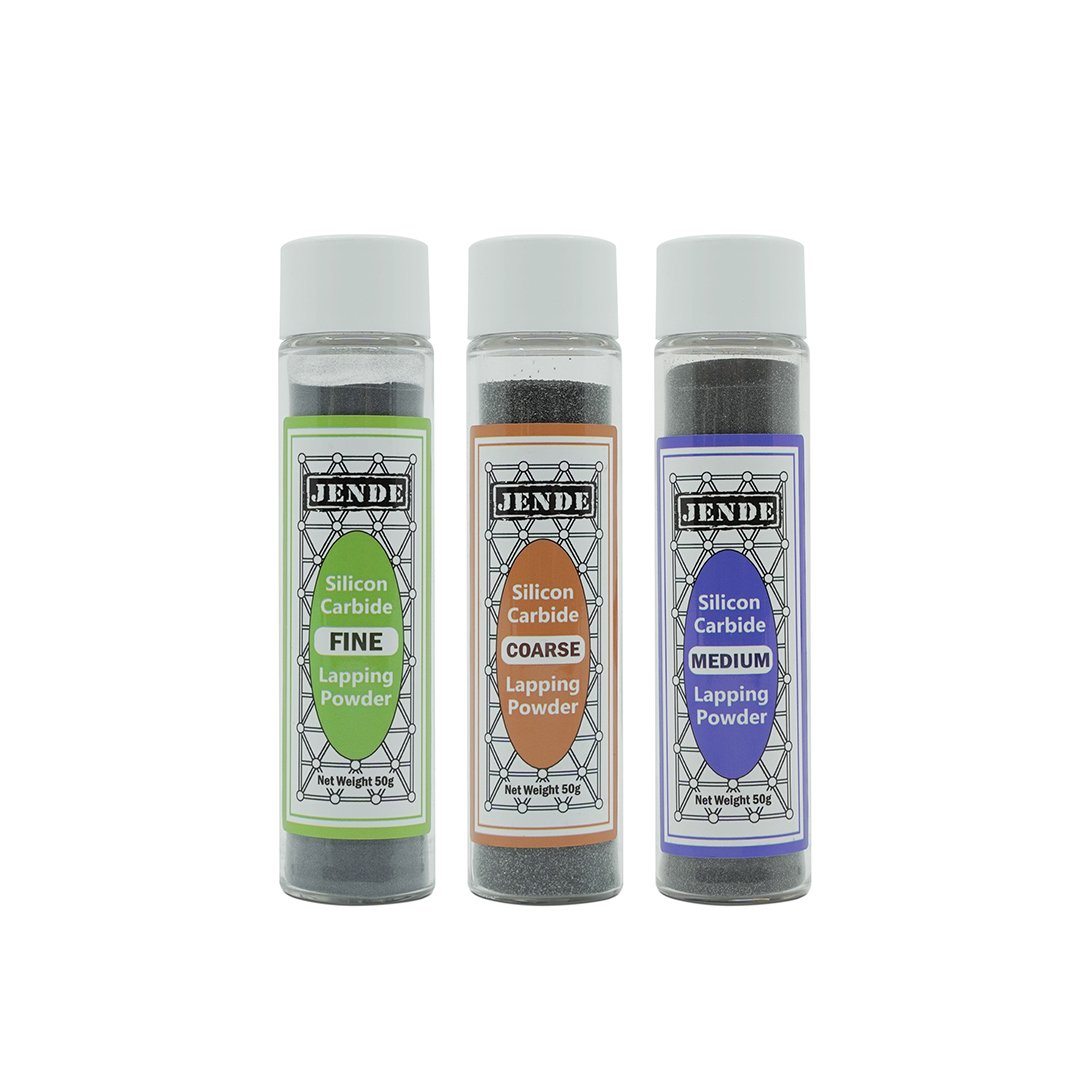 Jende Glass Lapping Plate with Lapping Powders inside cardboard box for shipping safley, glass bottles for powder