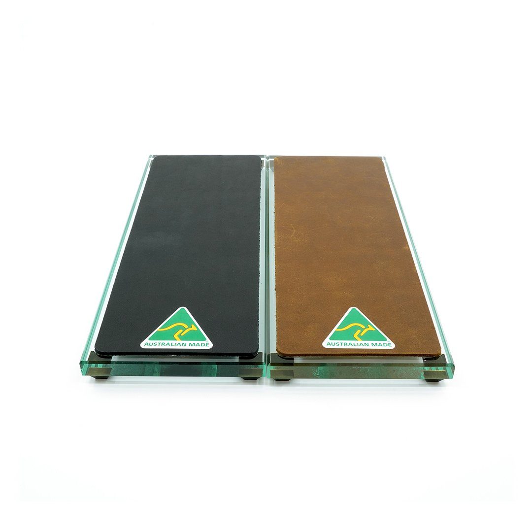Premium Glass Single Sided Strop - Black Cow Leather - Made in Australia