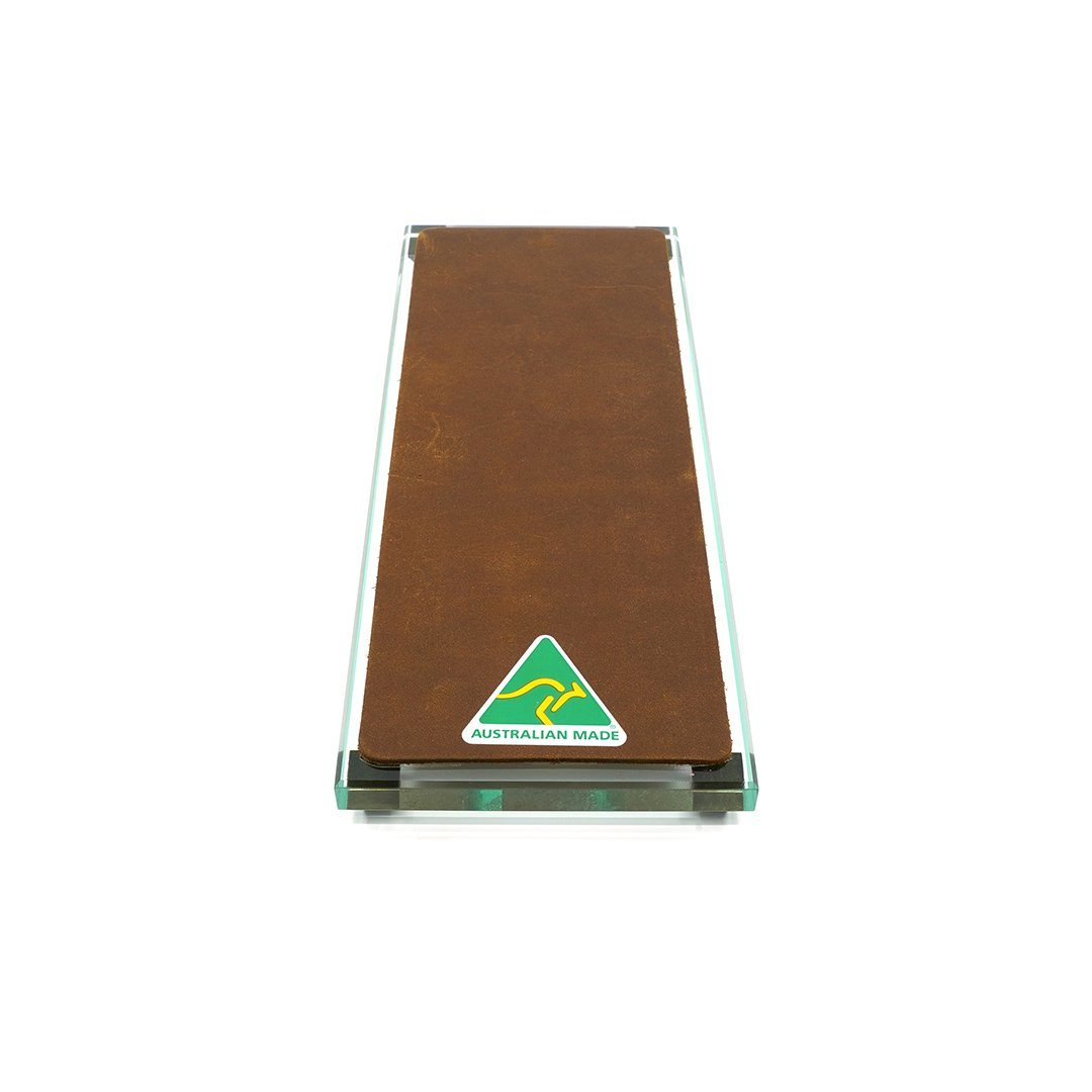 Premium Glass Single Sided Strop - Brown Cow Leather - Made in Australia